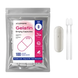 Pure White Size 0 Empty Gelatin Capsules (100 Count) - DIY Filling Gel Caps with 2 Filling Spoons for Capsule