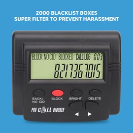 Call Blocker for Landline Phones, 2000 Groups, LCD Screen Display, Anti Harassment, Display Brightness, Large Capacity Prevent Harassment Caller ID Box with LCD Display