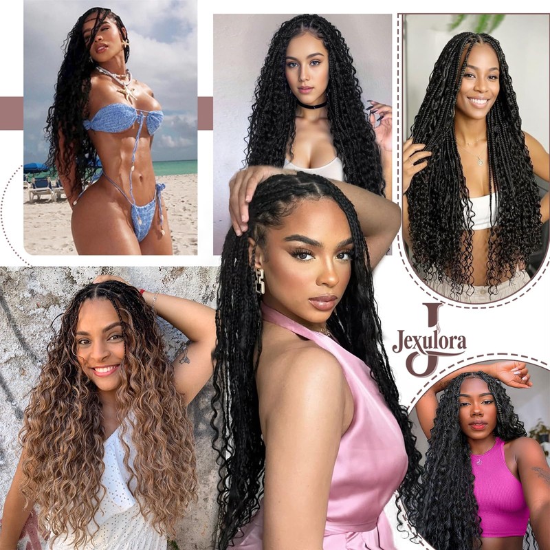 9 Packs Boho Box Braids Crochet Hair 24 Inch Pure