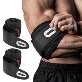 Jaffick Elbow Wraps for Weightlifting (1 Pair) - Double-Layer Reinforced 40'' Elastic Elbow Brace Compression Strap & Gym Joint Support Brace - for Bench Press, Powerlifting, and Pressing
