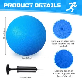 Huaerle 18 Pcs Sports Kickball Set Includes 2 Playground Ball with Air Pump 5 Rubber Throw Down Bases 10 Foul Line Cones and a Flip Scoreboard for Boys Girls Adults Playground School Backyard (Blue)