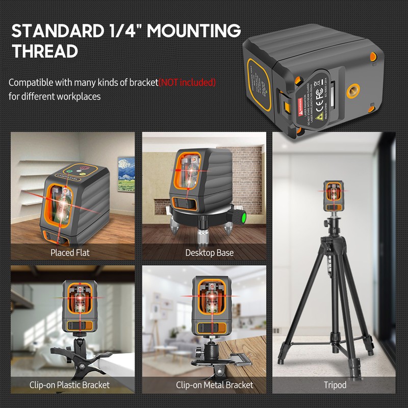 Cross Line Laser Level with Bracket 15M/ 49FT Self Leveling