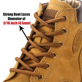 PTERYBIRD 2 Pairs Heavy Duty Boot Laces,Durable Round Replacement Shoelaces for Work,& Hiking Boots,Thick,Strong Shoe Strings, Light Brown, 48" (120cm)-2 Pairs