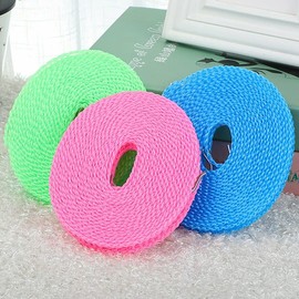 Portable 5m Travel Clothes Line Washing Rope Non Slip Airer Laundry Clothesline, Durable Portable Laundry Line for Outdoor Camping and Home Use, with Stainless Steel Hooks