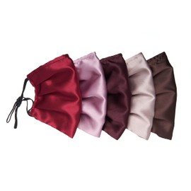 Habac Studio Pack of 5 Satin Silk Face Masks, Face Masks Washable UK, Reusable Face Mask, Mens Face Mask, Silk Mask, Masks for Women, Silk Face Covering, Nose Wire, Adjustable, UK Seller (Reds)