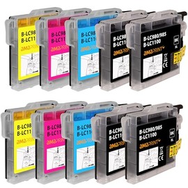 Amaprint 10 XL Cartridges Compatible with Brother LC1100 Suitable for DCP-195c DCP-165c MFC-250c MFC-490cw MFC-5490cn MFC-5890cn MFC-6490cw MFC-255cw MFC-290c MFC-295cn MFC-297c