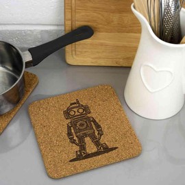 'Clockwork Steampunk Robot' Square Cork Trivet/Pot Stand (TR00025305)