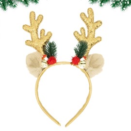 CHEERYMAGIC Christmas Reindeer Antlers Headband Sequins Christmas Headbands Cute Xmas Hair Hoops with Ears Christmas Head Hat Toppers Costume Headwear for Xmas Holiday Party Decoration A7LJFG