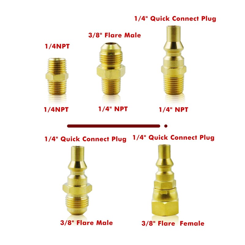 MCAMPAS 1/4" Propane Y Splitter Adapter Kit - 2-Way RV