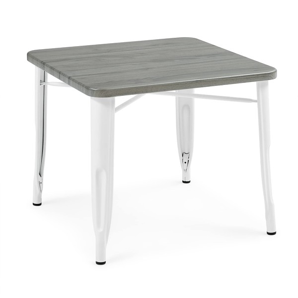 Delta Children Bistro Kids Play Table - Ideal for Arts & Crafts, Snack Time, Homeschooling, Homework & More, White Metal/Grey Barnboard