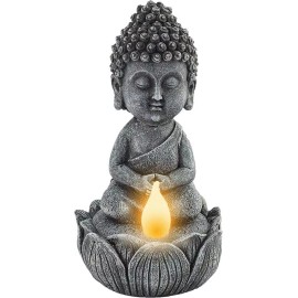 VP Home Zen Buddha Statue Solar Powered LED Garden Pathway Light Dusk to Dawn Deck Decor