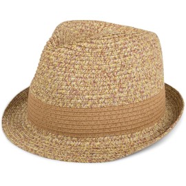 styleBREAKER Trilby 04025002 Unisex Lightweight Paper Hat with Contrasting Trim, natural
