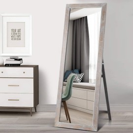 Elevens Traditional Full Length Floor Mirror 65"x22" Rustic Tall Floor Mirror Wall Mirror Standing or Leaning Against Wall for Bedroom, Dressing and Wall-Mounted - Natural