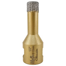 HXIN Vacuum brazed Diamond Hole Saw with 5/8"-11 Thread Classical Golden for Dry or Wet Drilling on Hard Porcelain Ceramic Tile Masonry Granite Marble Used on Angle Grinder (12mm 3/8")