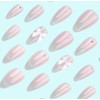 24Pcs Almond False Nails, White Gradient Glossy Medium Length Acrylic