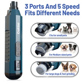 Cattio Dog Nail Grinder - Professional Electric Dog Nail Trimmer for Dogs & Cats Quiet Painless Grooming & Smoothing Dog Nail Clipper & File Included - Suitable for Small Medium Large Pets