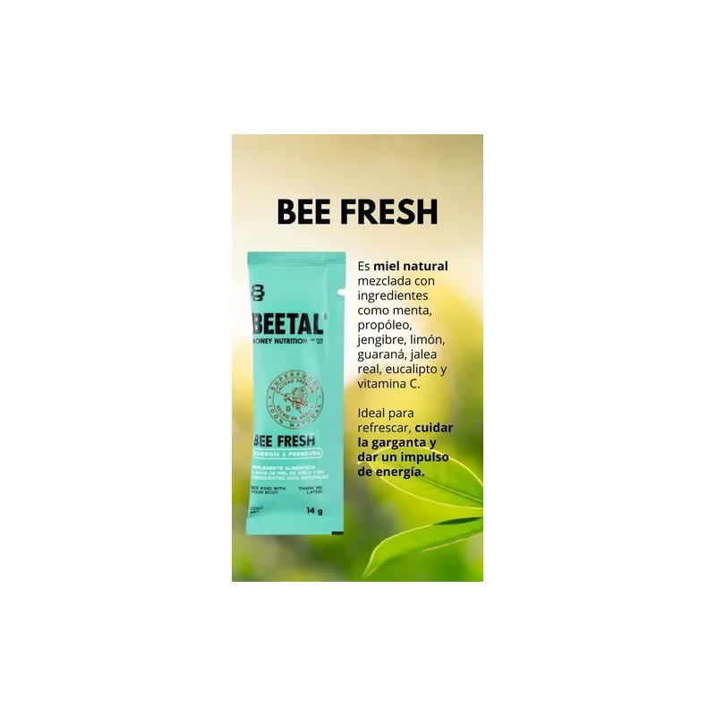 Bee Fresh Suplemento Energético Natural De Miel 12 Sobres