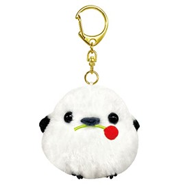 Amuse AMUFUN Fukufuku Shimaenaga Plush Toy Mascot Keychain, Shima-chan Red Fruit, White, XS