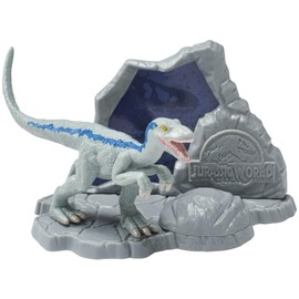 DecoSet® Jurassic World™ Decoración para tartas de advertencia, 3 piezas de decoración de tartas de dinosaurio con base 3D azul, y sello fósil oculto