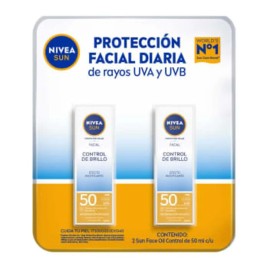 Bloqueador Solar Facial Control Brillo 2pzs 50ml C/u Nivea