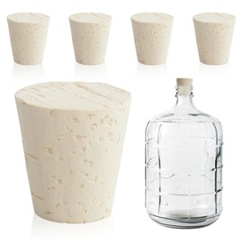 4 Pcs Fermentation Stopper Glass Carboy Corks for 3, 5, 6 Gallon Glass Water Jug Wood Tapered Stopper Bungs Cap for Home Brewing Wine (4pcs)