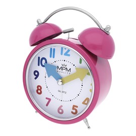 MPM Quality Design Alarm Clock, Pink/Colourful Numbers, Loud Alarm, Colourful Numbers and Hands, Night Light, Modern Decoration for Bedroom, Wakes Up Even the Biggest Sleepers 110 x 148 x 54 mm