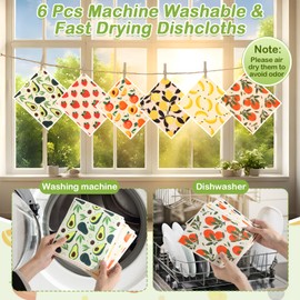 Lucomb Swedish Dish Cloths for Kitchen | 6-Pack Super Absorbent Washable Cleaning Cloths Reusable Paper Towels| Quick-Drying Sponge Wipes No Odor for Party Home Housewarming Kitchen Cleaning