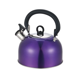 Buckingham Stainless Steel Whistling Kettle Metallic Purple with Cool Touch Handle Suitable for Camping Hiking Indoor & Outdoor Use 2.5 Litres