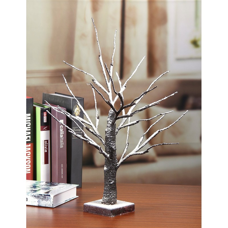 LIGHTSHARE Lighted Snow Dusted Bonsai Tree with 24 LED Lights