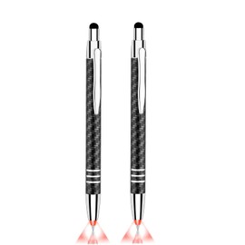 Pen with Light, 3-in-1 Lighted Tip Pen with Capacitive Stylus (LED Light + Ballpoint Pen+ Stylus) Light Up Pen LED Penlight Lighted Pens for Writing in The Dark, 2 Pieces(Red Light)