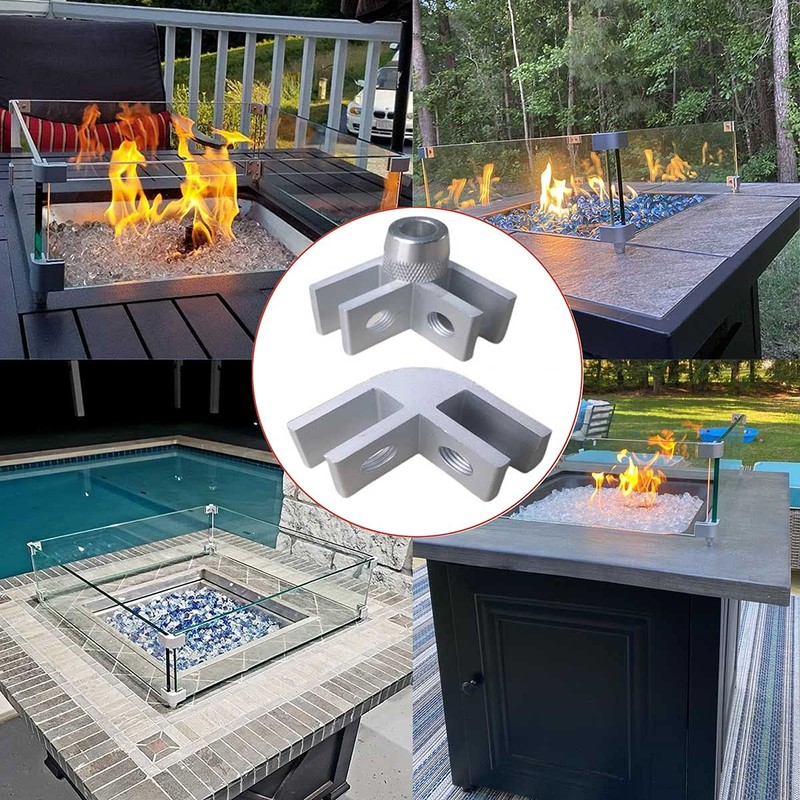 Fire Pit Glass Clamp,8Pcs DIY Flame Guard Corner Hardware, Tempered