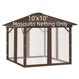 Hiviva Replacement Gazebo Mosquito Netting 10' x 10',Universal Netting for Canopy Tent,4-Panel with Zipper for Outdoor Patio,Backyard (Mosquito Net Only,Brown)