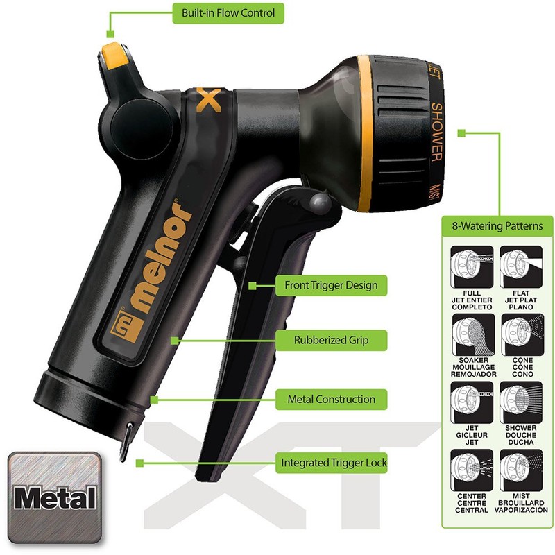 Melnor XT Metal Garden Hose Nozzle; Front Trigger with Flow