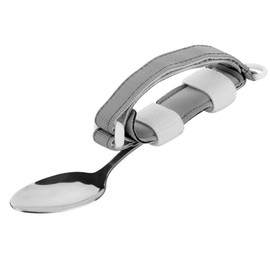 Beautyflier Spoon Fork Universal Cuff Utensil Adjustable Holder Strap for Holding Cutlery, Pens, Toothbrushes for Elderly or Individuals with Weak Grip (Gray)
