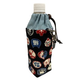 Handmade Workshop FUJITA [Handcraft Fujita] PET Bottle Case, Cold Insulation, Japanese Pattern, Handmade, Made in Japan, Plastic Bottle Holder, Navy Blue x Cat Pattern