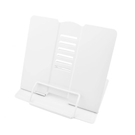 MEAOR Metal Book Stand Folding Reading Stand Anti-Slip Adjustable Desktop Bookend Cookbook Rest Book Holder (White)