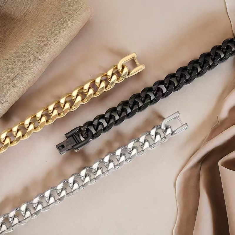 JSNOM Mens Bracelet Cuban Link: Cuban Chain Wrist Bracelets with
