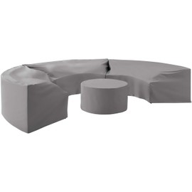 Crosley Furniture MO75016-GY Heavy-Gauge Reinforced Vinyl 4-Piece Catalina Cover Set (3 Round Sofas and Coffee Table), Gray