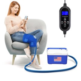 Cold Therapy Machine System with Programmable Timer, Ice Machine for Knee After Surgery Recovery,Wearable, Adjustable Knee Pad,Quiet Pump,Ideal for Sports Injuries, Knee Pains ﻿