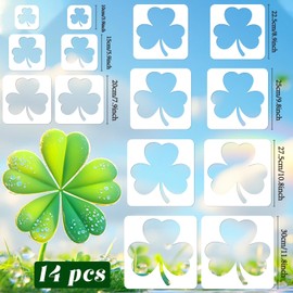 ACRNIGHEET St. Patrick's Day Stencils for Painting on Wood 14 PCS Irish Lucky Clover Shamrock Stencils for Painting PET Stencils Reusable Painting Templates for Party Home Wall Paper Canvas Decor