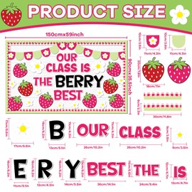 ZOIIWA Spring Strawberry Bulletin Board Decorations Summer Berry Flower Classroom Bulletin Board Borders Sweet Pink Paper Cutouts Set for Back to School Teacher Party Supplies School Office Wall Decor