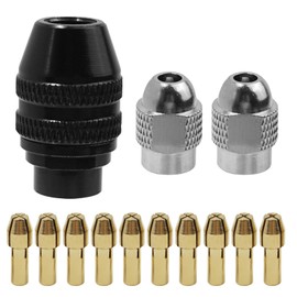 Drill Chuck Collet Set Compatible with Dremel,15PCS Chuck Collet Kit 0.8-3.2mm Shank Replacement 4486 Rotary Tool Keyless,Quick Change Chuck Accessory Brass Collet Metal Nut Kit for DIY & Craft