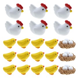 VGOL 30 Mini Figures Animals Chicken Miniature Garden Ornaments Miniatures Cute Animal Chicken Mini Decorative Set PVC