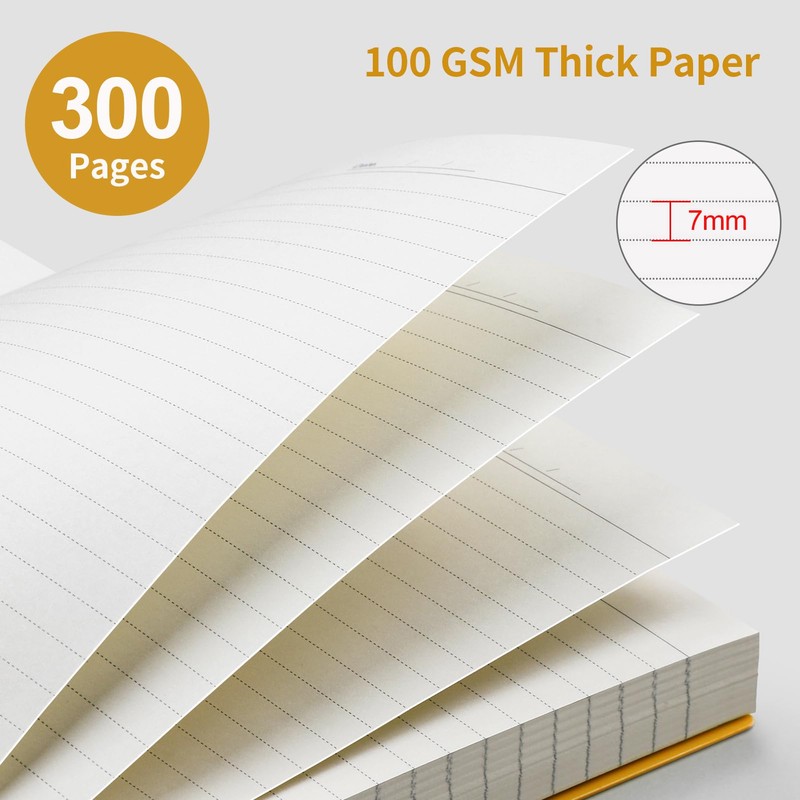 EMSHOI A5 Notebook Lined 300 Pages/150 Sheets, Wirebound Spiral Notepad,