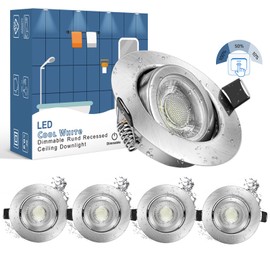 wowatt 5 x 7 W LED Recessed Spotlight Bathroom 3 Levels Dimmable 700 lm Bright Swivelling Flat Recessed Light LED Bathroom Recessed Spotlight IP44 6000 K Cool White Ceiling Recessed Spotlight Bathroom