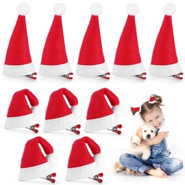 MELLIEX Pack of 10 Christmas Hair Clips, Mini Christmas Hat Hair Clips Red Santa Hat Hair Accessories Christmas Hair Clips for Girls Women (Style #3)