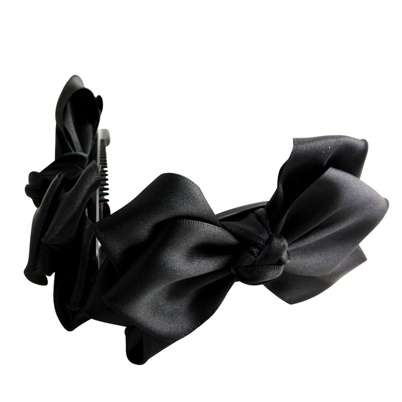 VINGTAINE H-602-BK Classy Ribbon, Banana Clip, Hair Accessories, Black