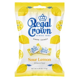 Regal Crown Sour Lemon, 6.25 Ounce Bag (Pack of 1), Individually Wrapped Hard Sour Candy, The Hampton Candy Company