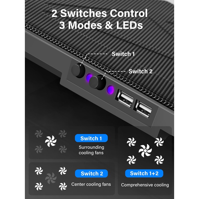 Kootek Laptop Cooling Pad, Laptop Cooler with 5 Quiet Fans