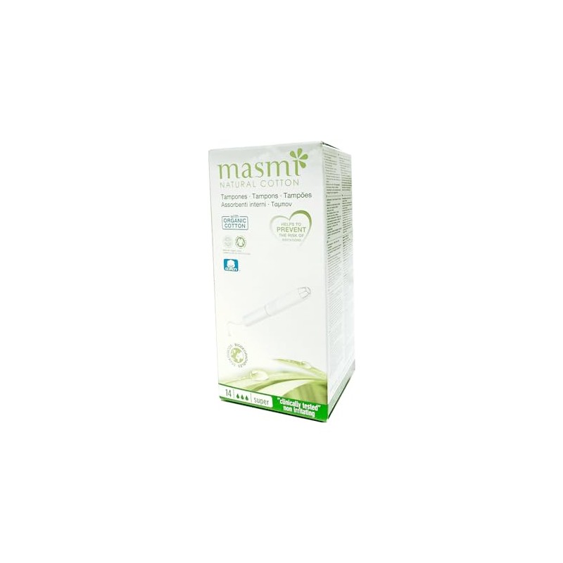MASMI Natural Cotton Organic Tampons Super + Applicator (Pack of